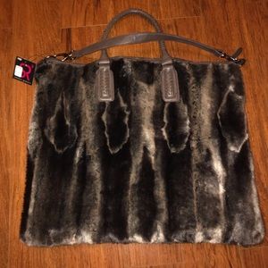 Sondra Roberts Faux Chinchilla Fur Tote